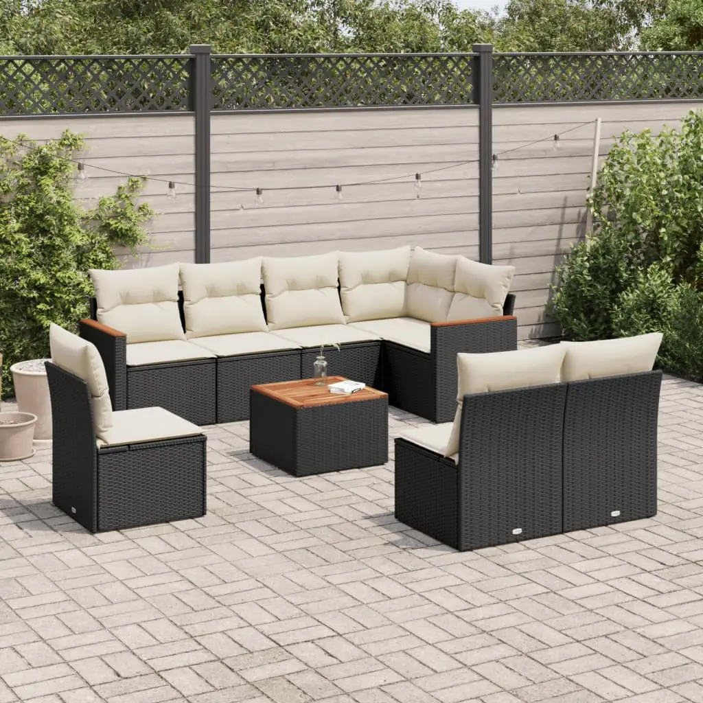Ensemble canapé de jardin 8 places Résine tressée avec Rangement Modulable pour Extérieur Noir – ComfortXL Outdoor Living