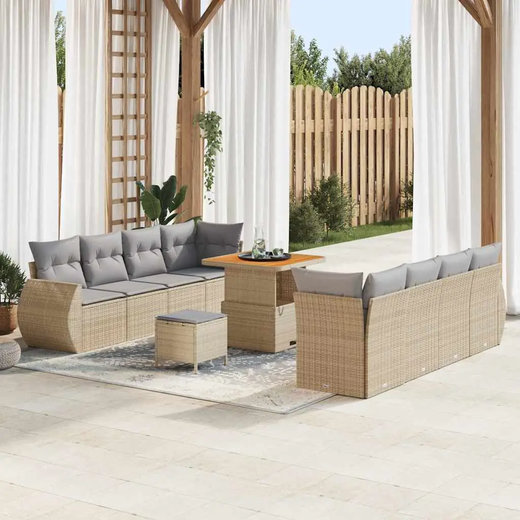 Ensemble de Jardin Complet 10 Places, Salon Modulable avec Coussins Beiges – ComfortXL Outdoor Living
