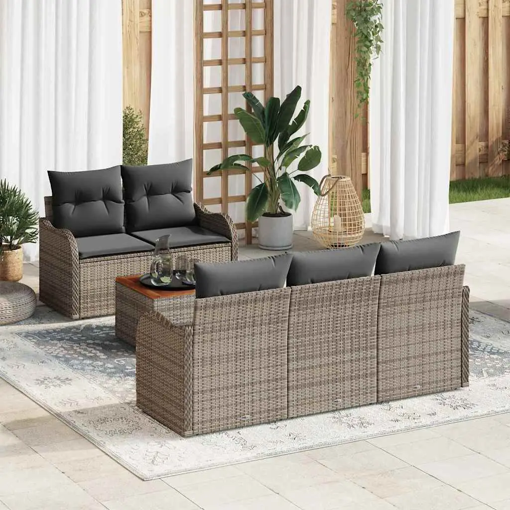 Ensemble de canapé de jardin avec stockage 6 pcs Gris polyrotin vidaXL 3356060