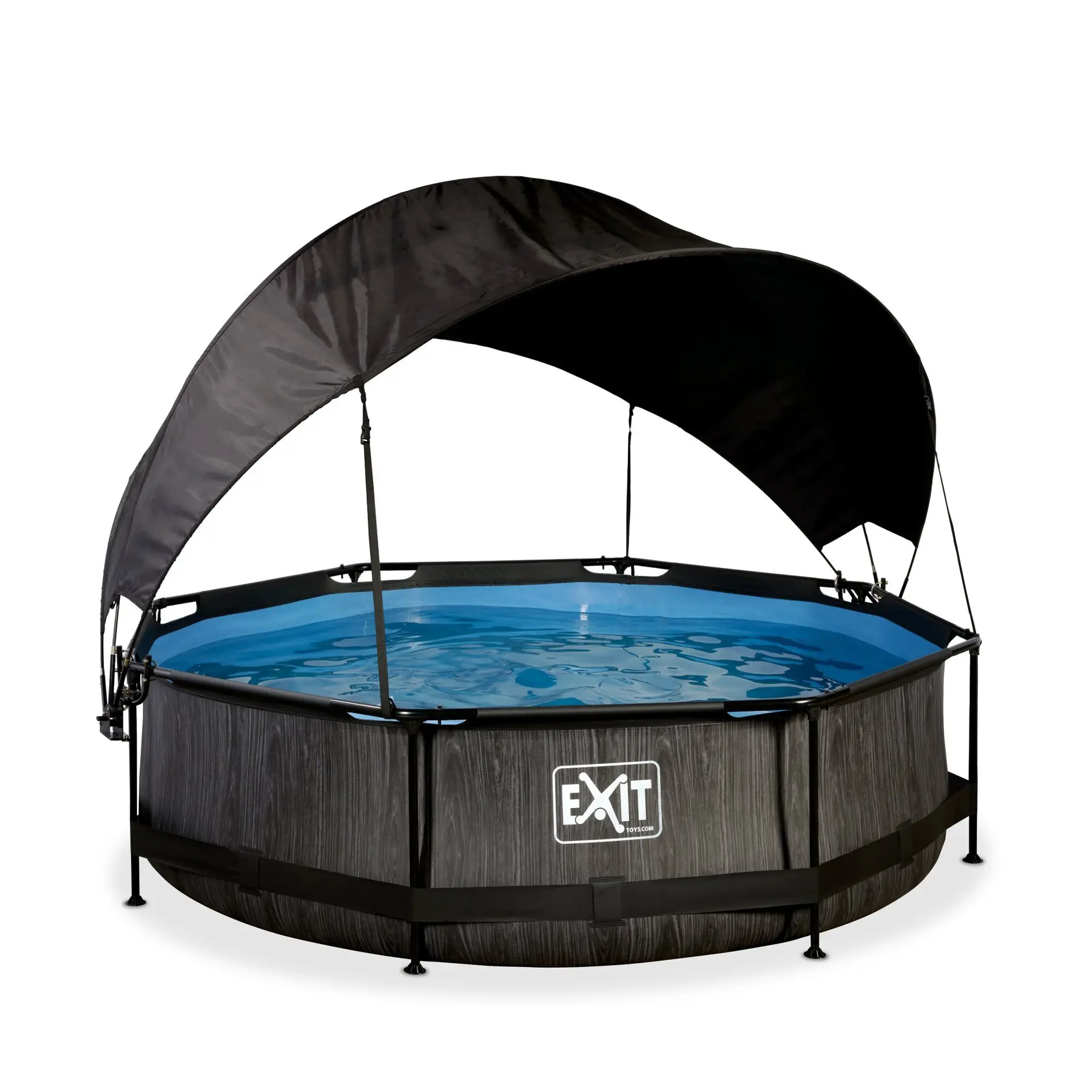Exit Toys Piscina con bomba de filtro y vela de sombra Wood BLACK