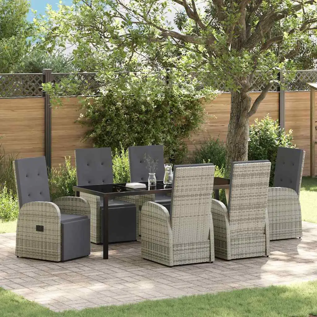 Ensemble de salle à manger pour jardin 7 pcs Gris polyrotin vidaXL 3379504