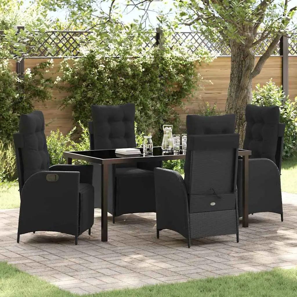 Ensemble de salle à manger pour jardin 5 pcs Noir polyrotin vidaXL 3380536