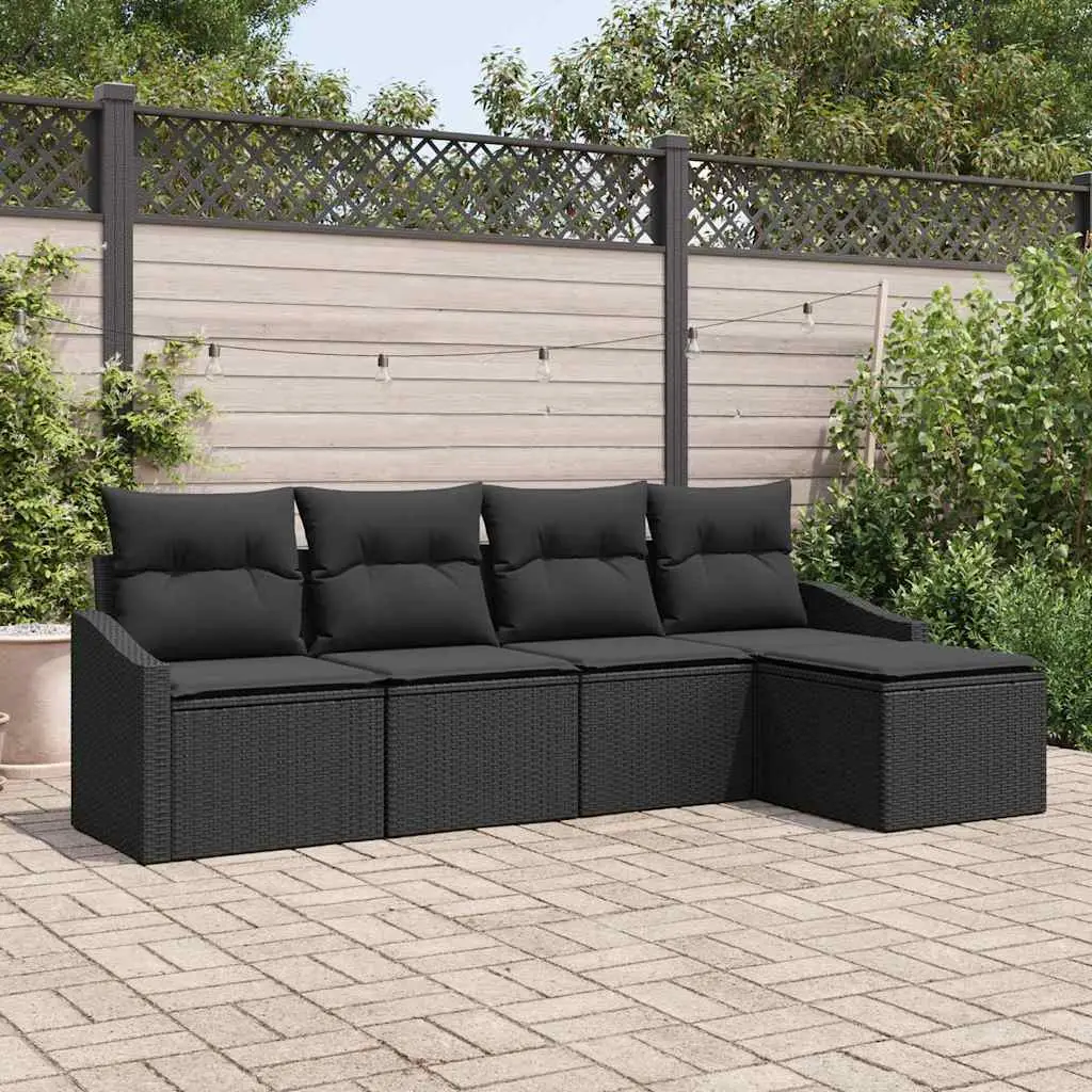 Ensemble de Canapés avec coussin 5 pcs Noir polyrotin vidaXL 3346683