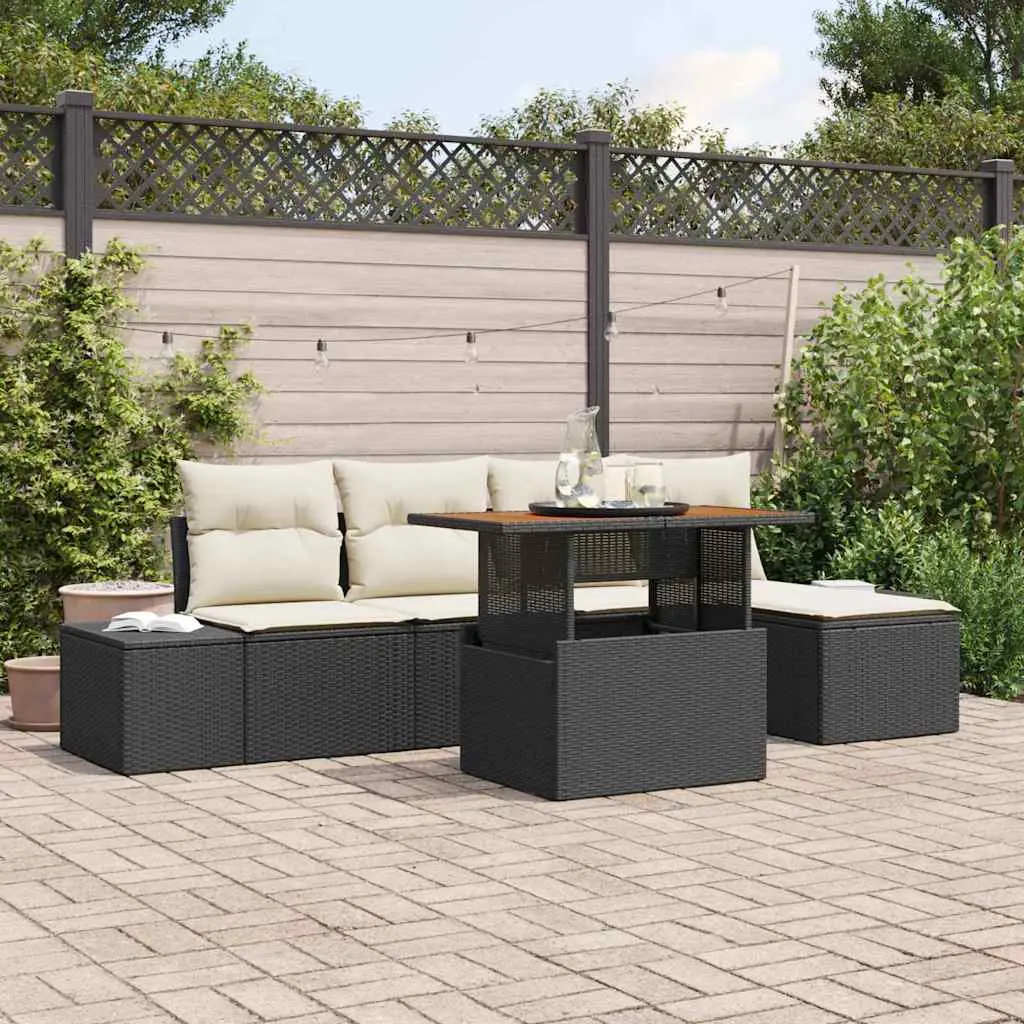Ensemble de salle à manger pour jardin 6 pcs Noir et Crème vidaXL 3349949 Noir et crème