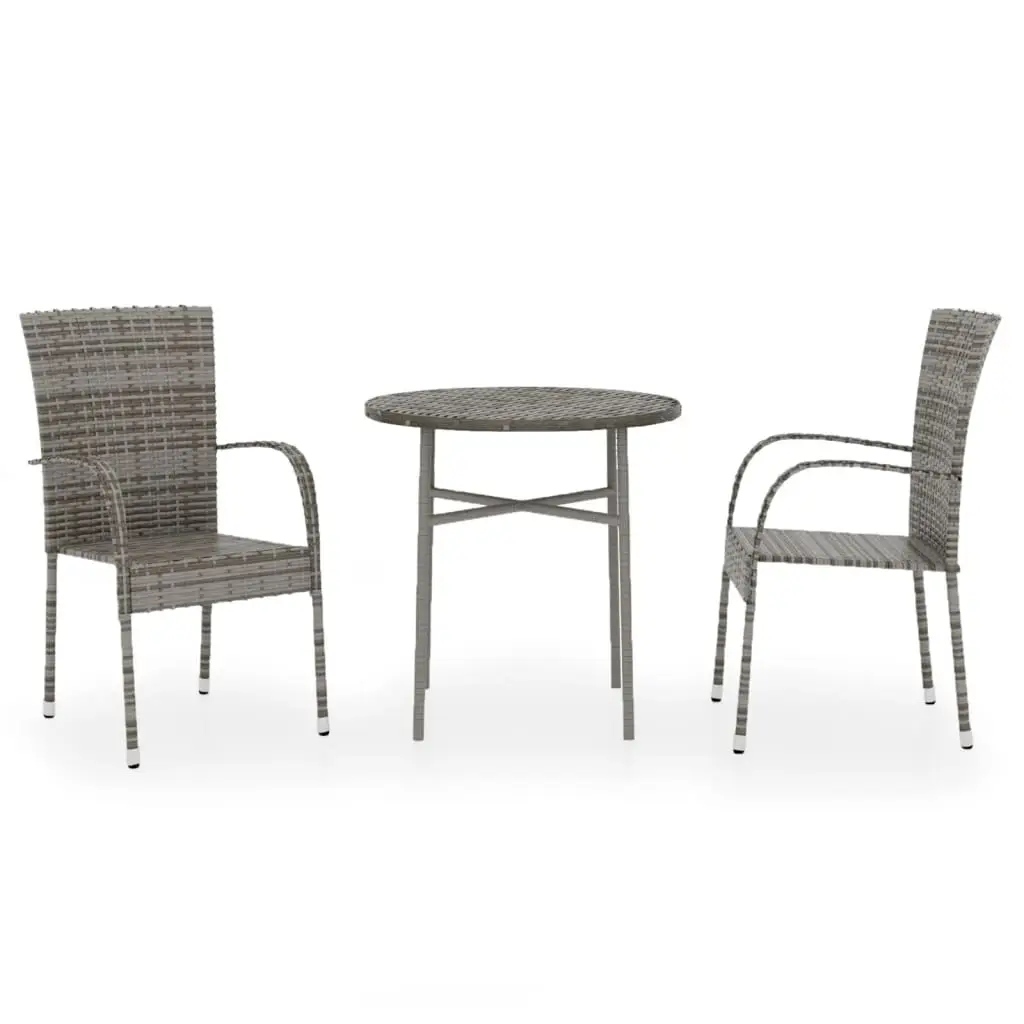 Ensemble de 3 pcs table de jardin avec chaises – mobilier de jardin Résine tressée Gris-JU2377