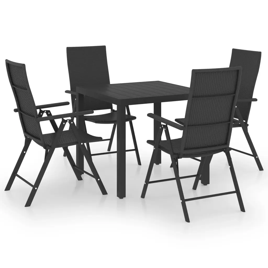 Ensemble de 5 pcs table de jardin avec chaises – mobilier de jardin noir-JU3022
