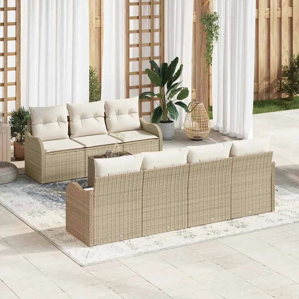 Ensemble de canapé de jardin Beige 55 x 55 x 37 cm polyrotin vidaXL 3345611