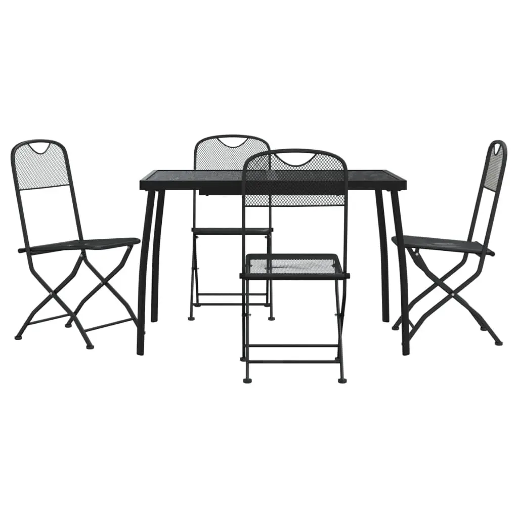 Ensemble de 5 pcs table de jardin avec chaises – mobilier de jardin anthracite métal maille-JU3171