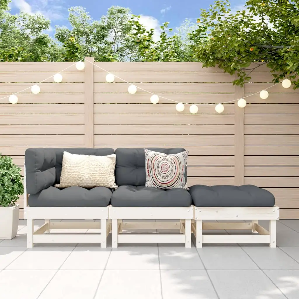 Ensemble Canapé de Jardin Bois Pin à Lattes 3 Éléments Modulables pour Extérieur Blanc – ComfortXL Outdoor Living