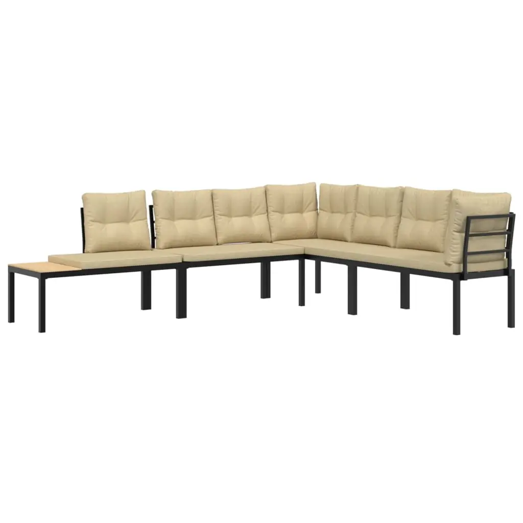 Ensemble de 4 pcs banc de jardin avec coussins – Banc d’extérieur – Banquette noir-JU11312