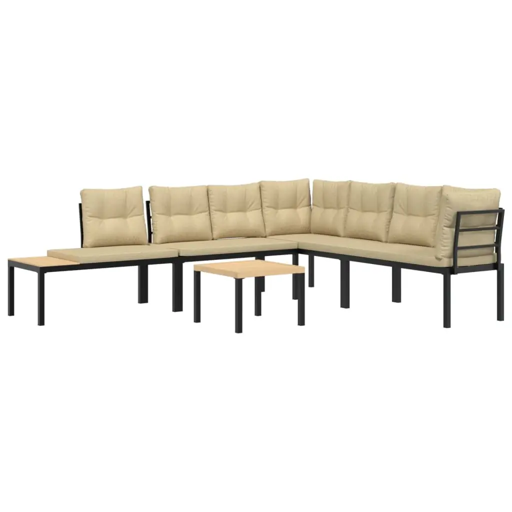 Ensemble de 5 pcs banc de jardin avec coussins – Banc d’extérieur – Banquette noir-JU11310