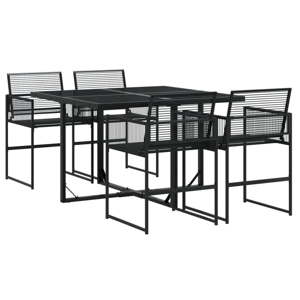 Ensemble de 5 pcs table de jardin avec chaises – mobilier de jardin Noir Résine tressée-JU2539