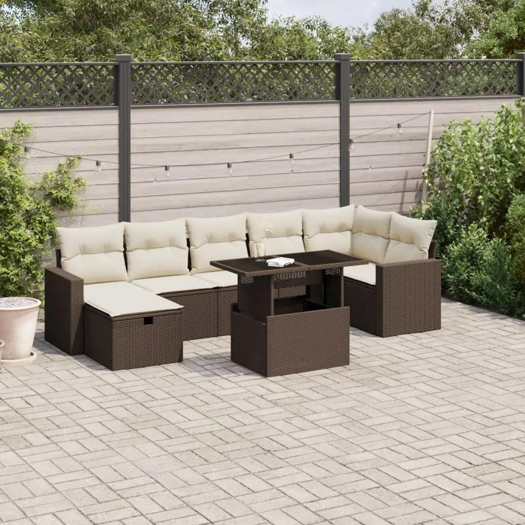 Ensemble Canapés de Jardin 8p Résine Tressée Table Ajustable pour Patio Marron – ComfortXL Outdoor Living