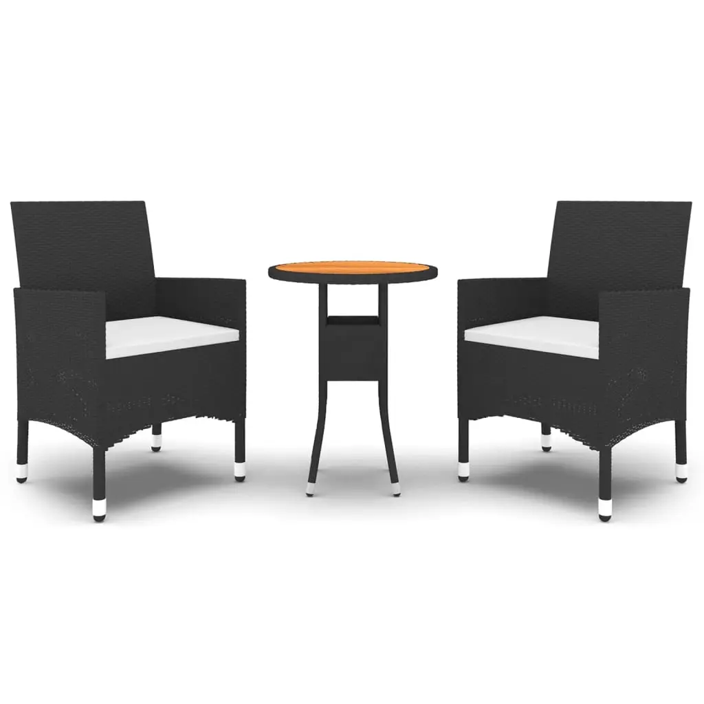 Ensemble de 3 pcs table de jardin avec chaises – mobilier de jardin Résine tressée Noir-JU2379