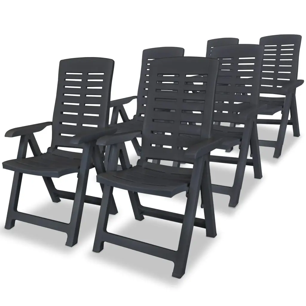 Ensemble de 6 Chaises de Jardin en Plastique Pliantes Dossier Inclinable Anthracite – ComfortXL Outdoor Living