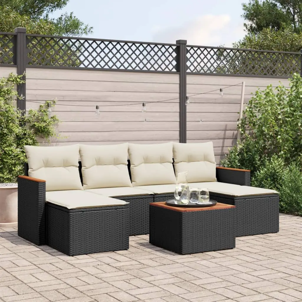 Ensemble Canapé de Jardin Résine Tressée avec Rangement et Table Modulable Noir et Blanc Crème – ComfortXL Outdoor Living