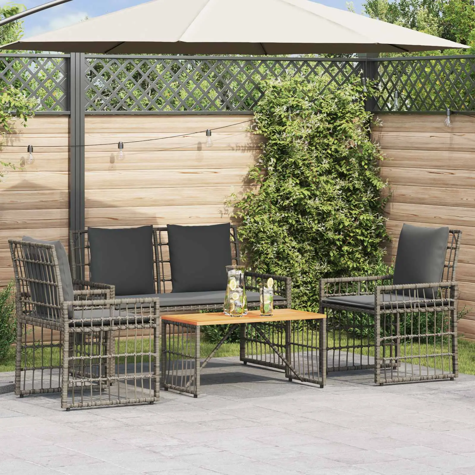 Ensemble de meubles d’extérieur 4 pcs Noir et Gris foncé vidaXL 42025135