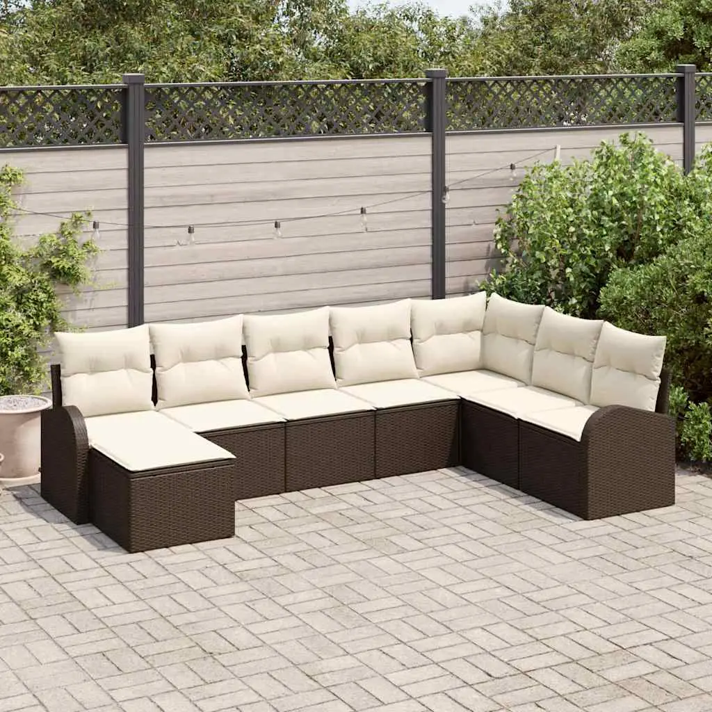 Ensemble de Canapés 8 pcs Marron et blanc polyrotin vidaXL 3354827