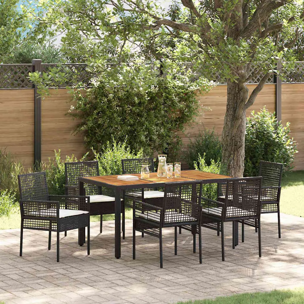 Ensemble de salle à manger pour jardin 7 pcs Noir polyrotin vidaXL 3334904
