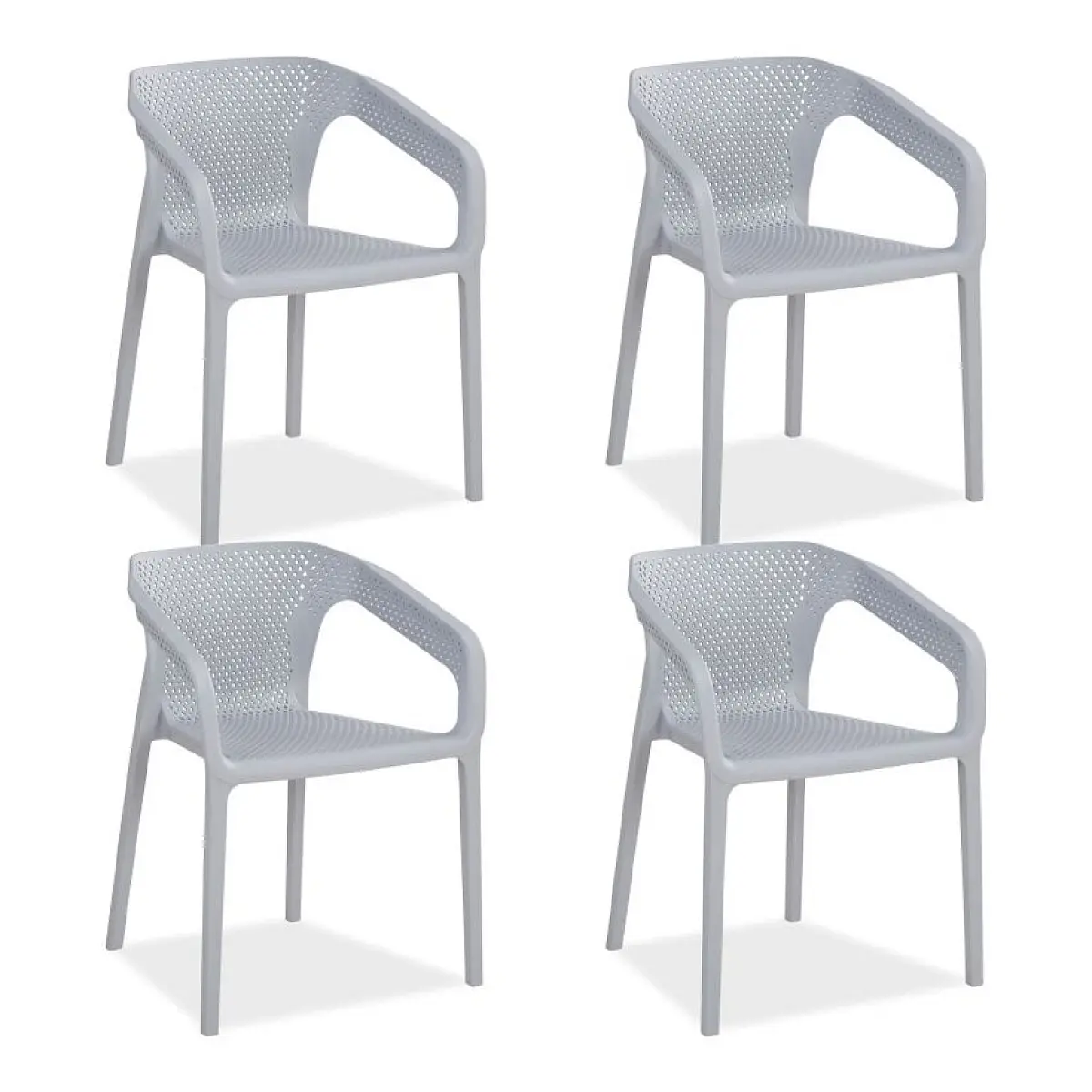 Ensemble de 4 chaises de jardin grises élégantes et confortables