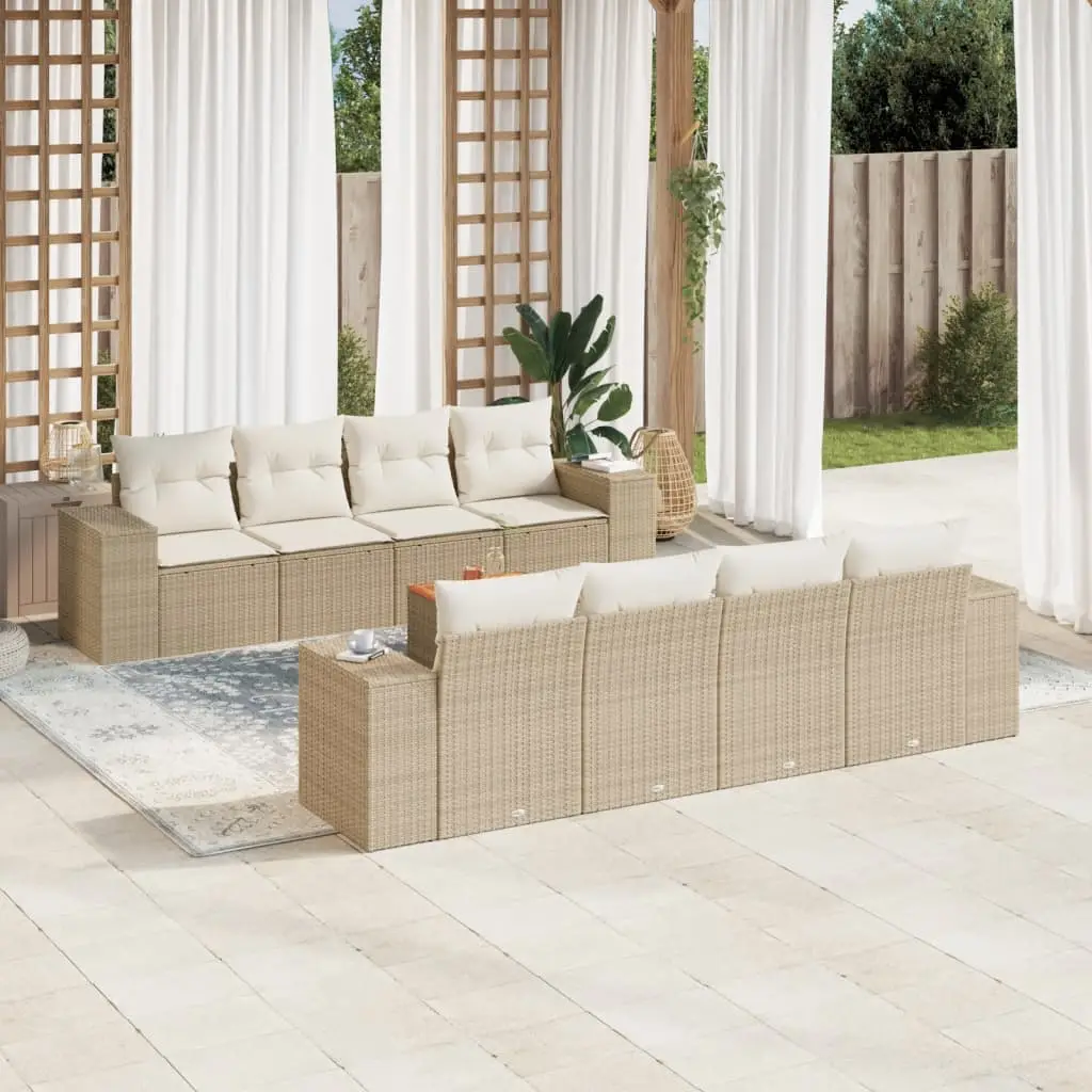Ensemble canapé de jardin 8 places résine tressée modulable avec rangement Beige – ComfortXL Outdoor Living