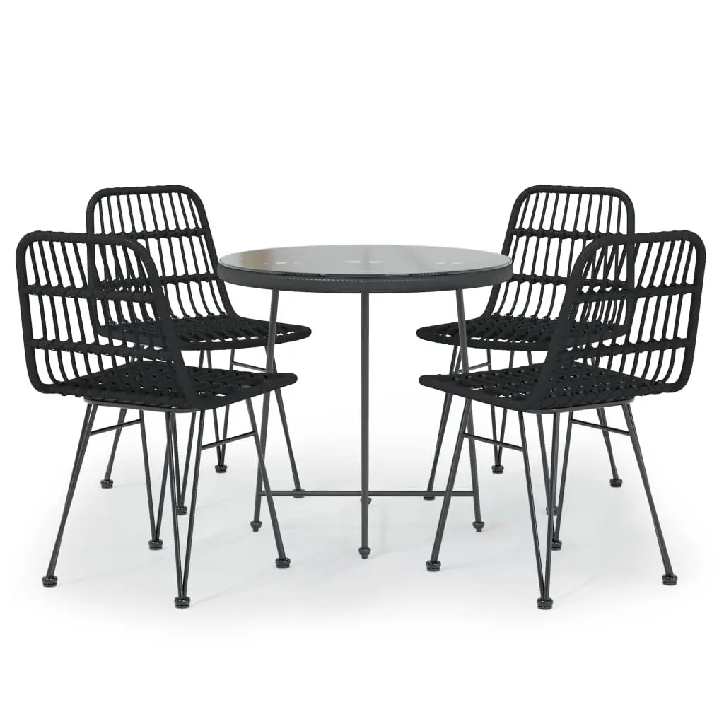 Ensemble de 5 pcs table de jardin avec chaises – mobilier de jardin Noir Résine tressée-JU2362
