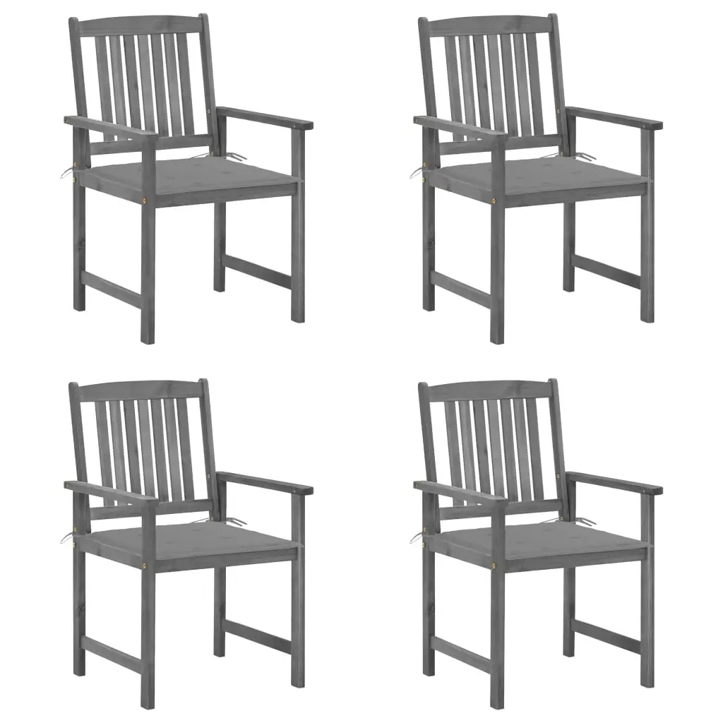 Ensemble de 4 Chaises de Terrasse Bois Acacia Finition Grise avec Coussins Gris – ComfortXL Outdoor Living