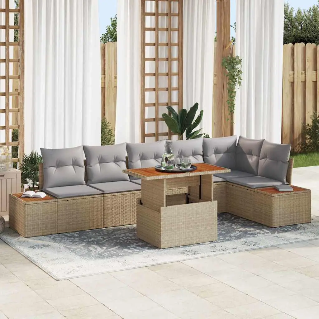 Ensemble de salle à manger pour jardin 7 pcs Beige et gris vidaXL 3350077 beige et gris