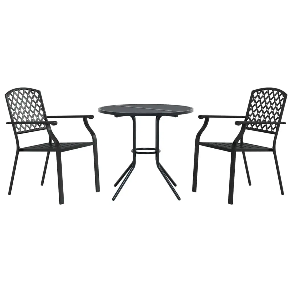 Ensemble de Lot de 3 Chaises de jardin | Chaise d’extérieur empilables anthracite