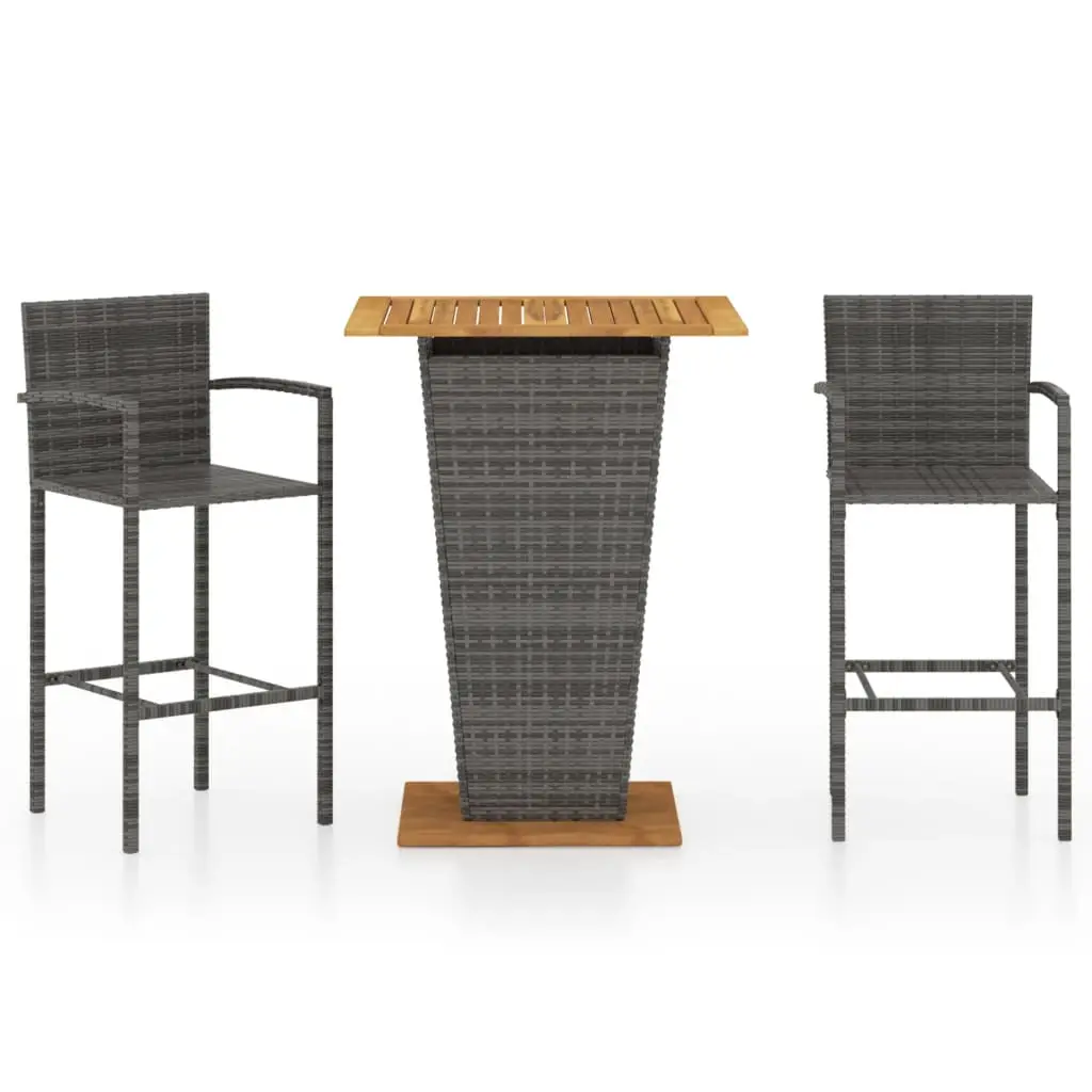 Ensemble de 3 pcs bar de jardin – Mobilier d’extérieur – Mobilier de jardin Gris-JU1977