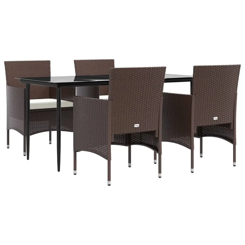 Ensemble de 5 pcs table de jardin et chaises avec coussins – mobilier de jardin Marron/noir