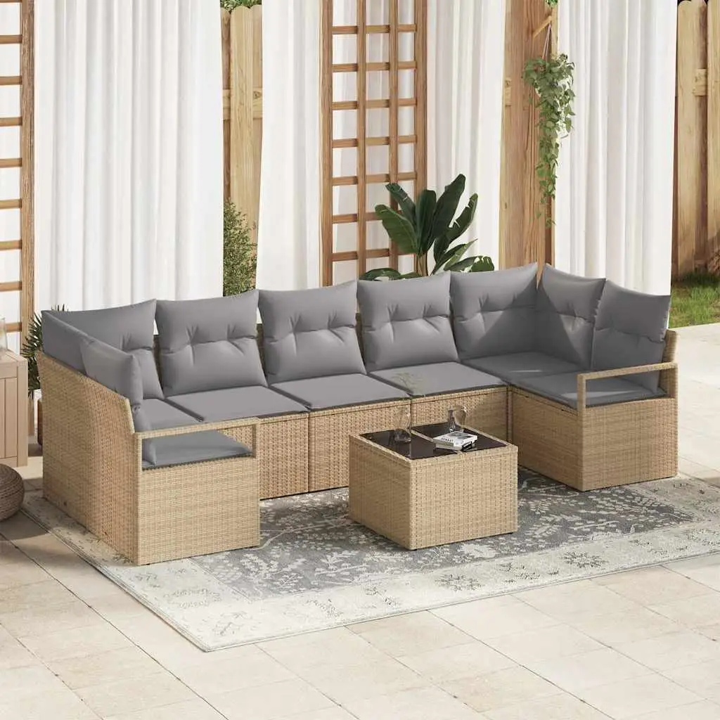 Ensemble de Canapés 8 pcs Beige et gris polyrotin vidaXL 3346300