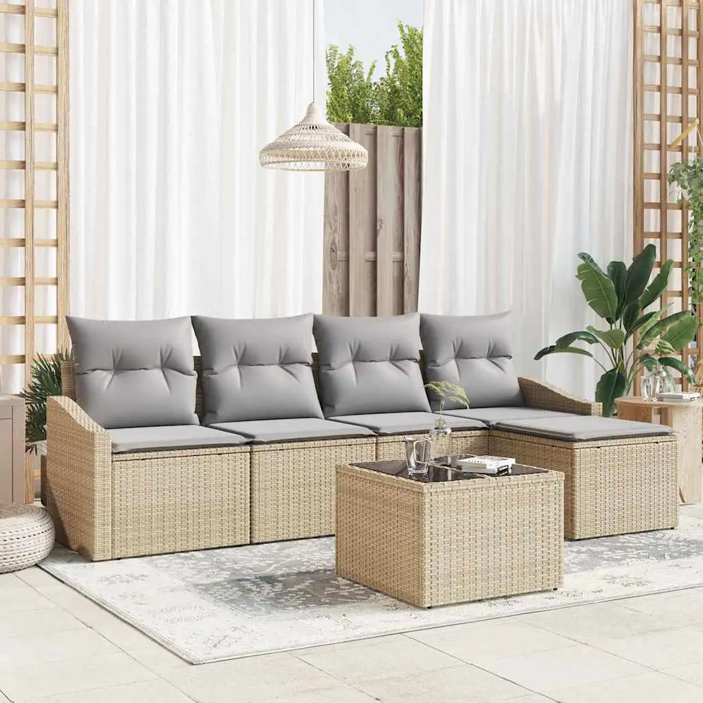 Ensemble de Canapés avec coussin 6 pcs Beige polyrotin vidaXL 3346690