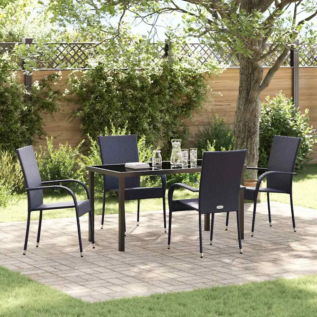 Ensemble de salle à manger pour jardin 5 pcs Noir vidaXL 3379403