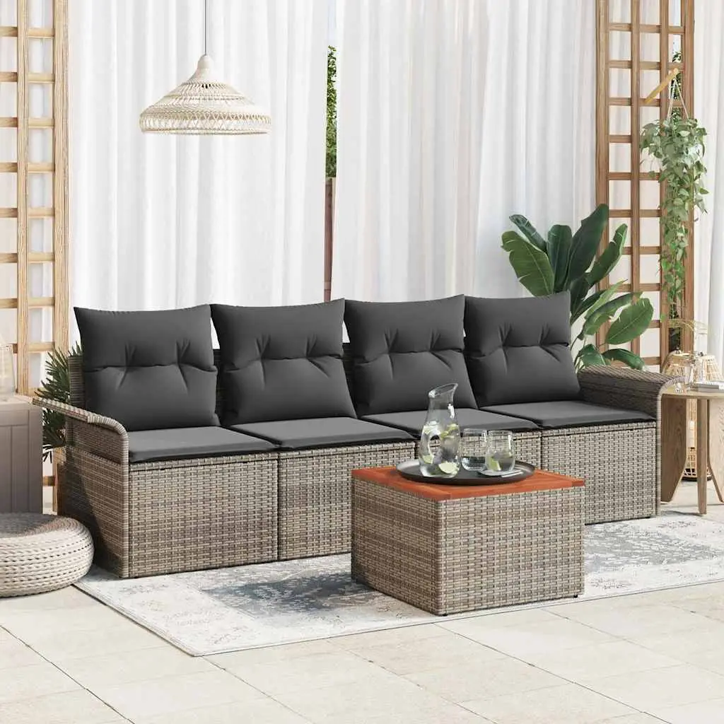 Ensemble de canapé de jardin avec stockage 5 pcs Gris polyrotin vidaXL 3355927