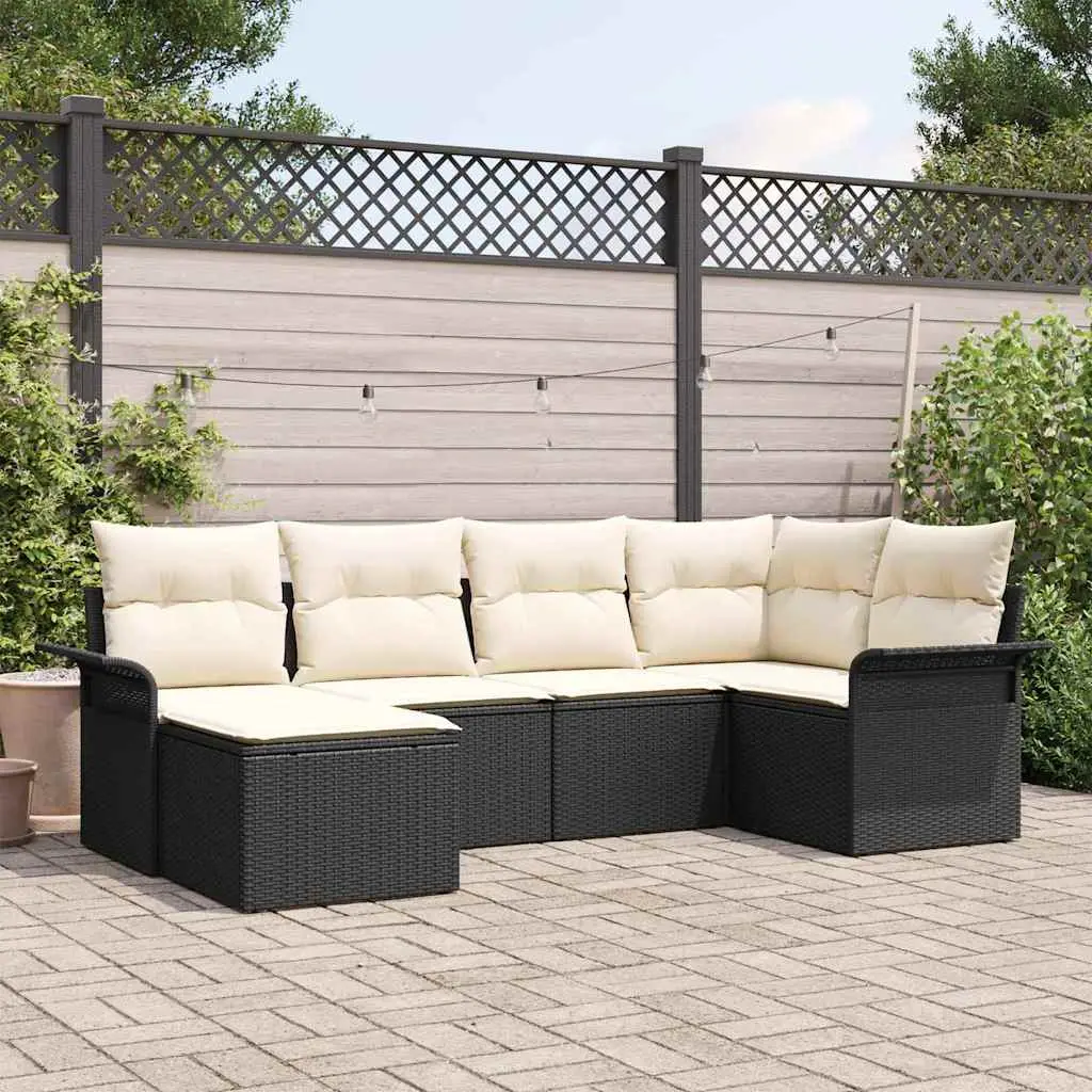 Ensemble de canapé de jardin avec stockage 6 pcs Noir polyrotin vidaXL 3354096