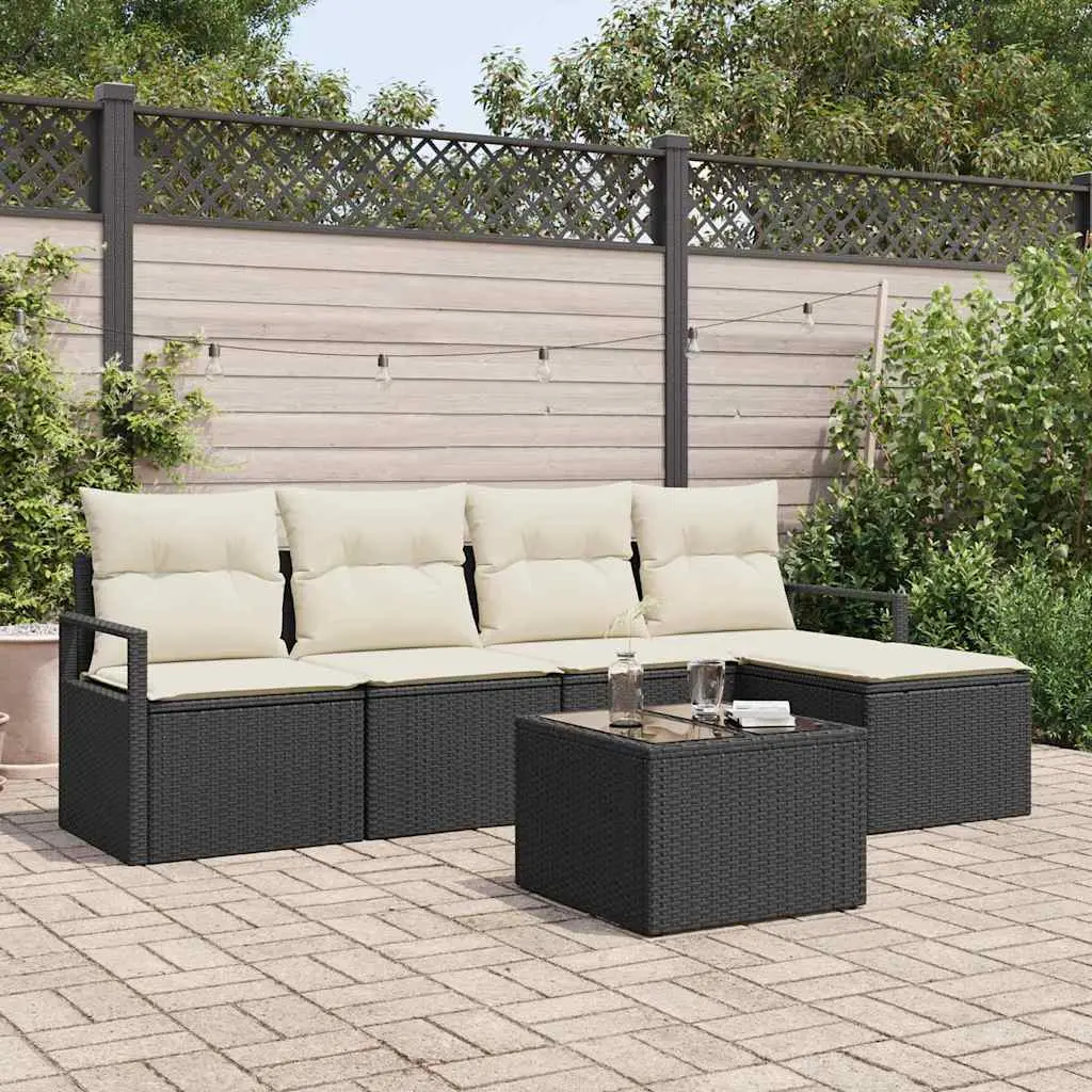 Ensemble de Canapés avec coussin 6 pcs Noir polyrotin vidaXL 3346347