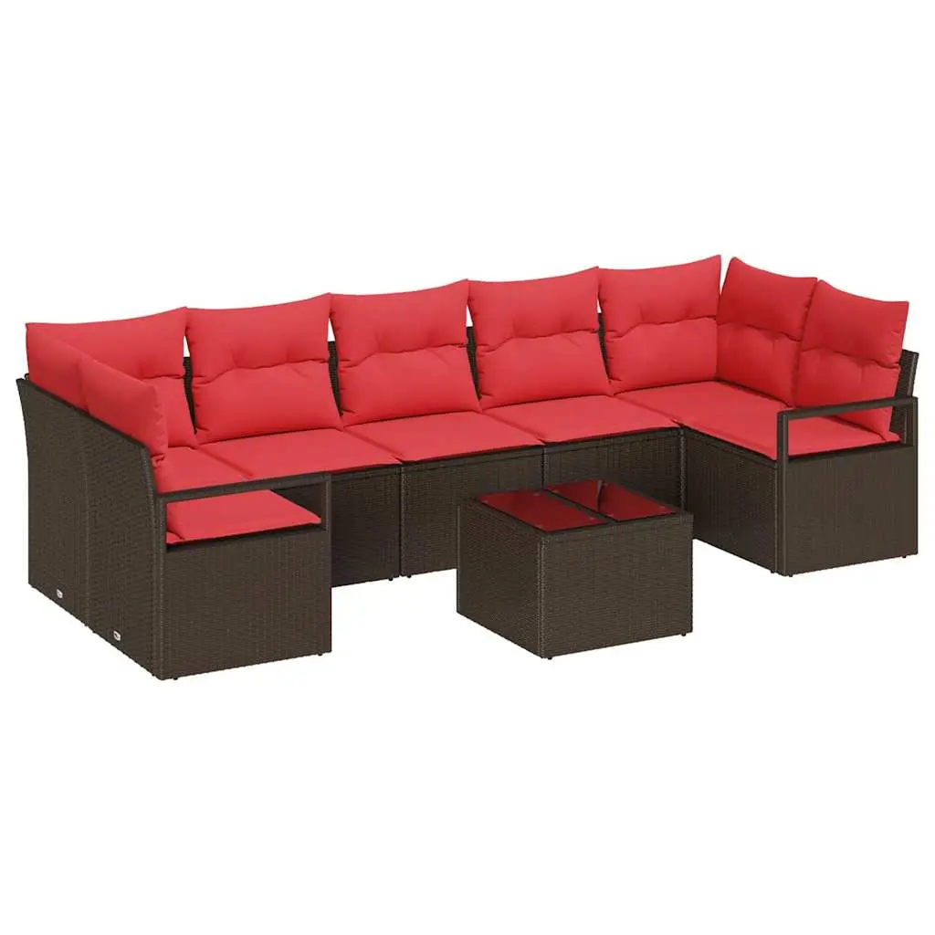 Ensemble de Canapés 8 pcs Marron et rouge polyrotin vidaXL 3346304