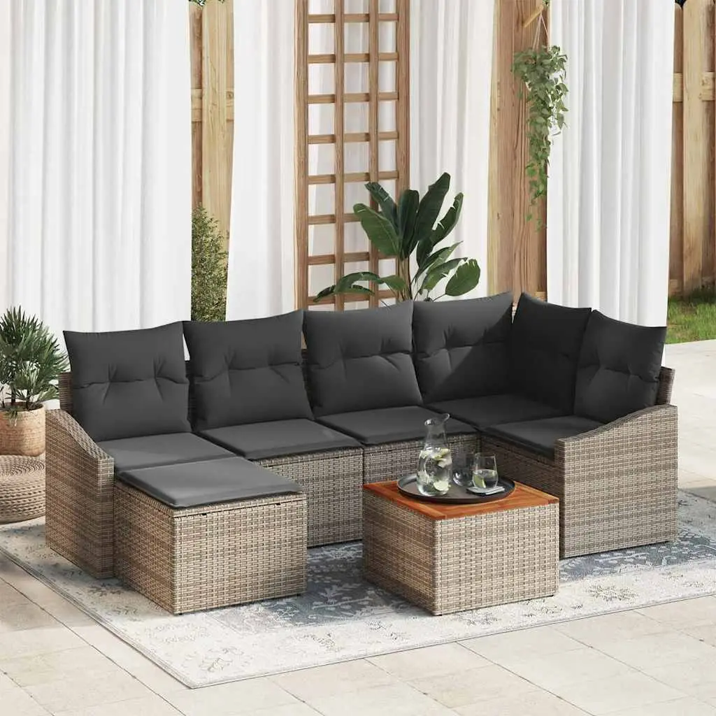 Ensemble de canapé de jardin avec stockage 7 pcs Gris polyrotin vidaXL 3356522