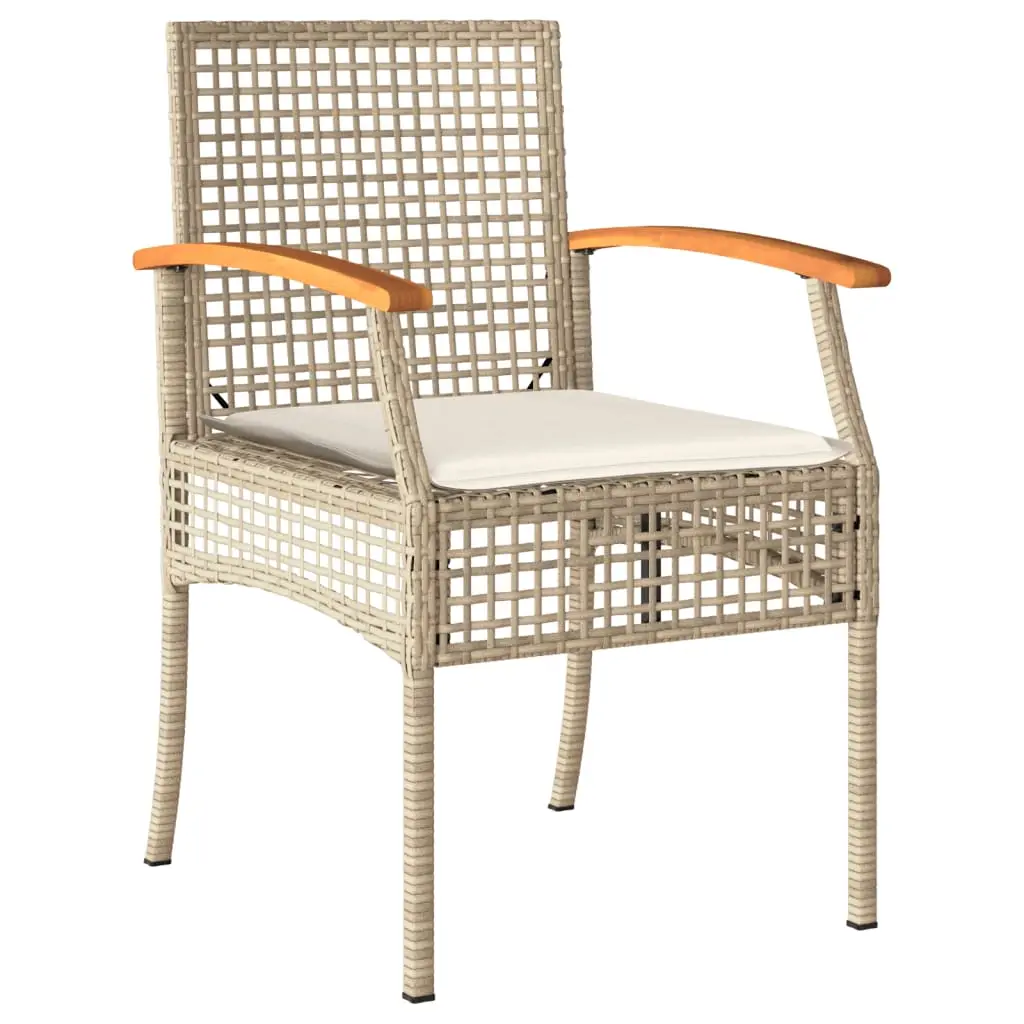 Ensemble de 3 pcs table de jardin et chaises avec coussins – mobilier de jardin Beige poly rotin-JU2811