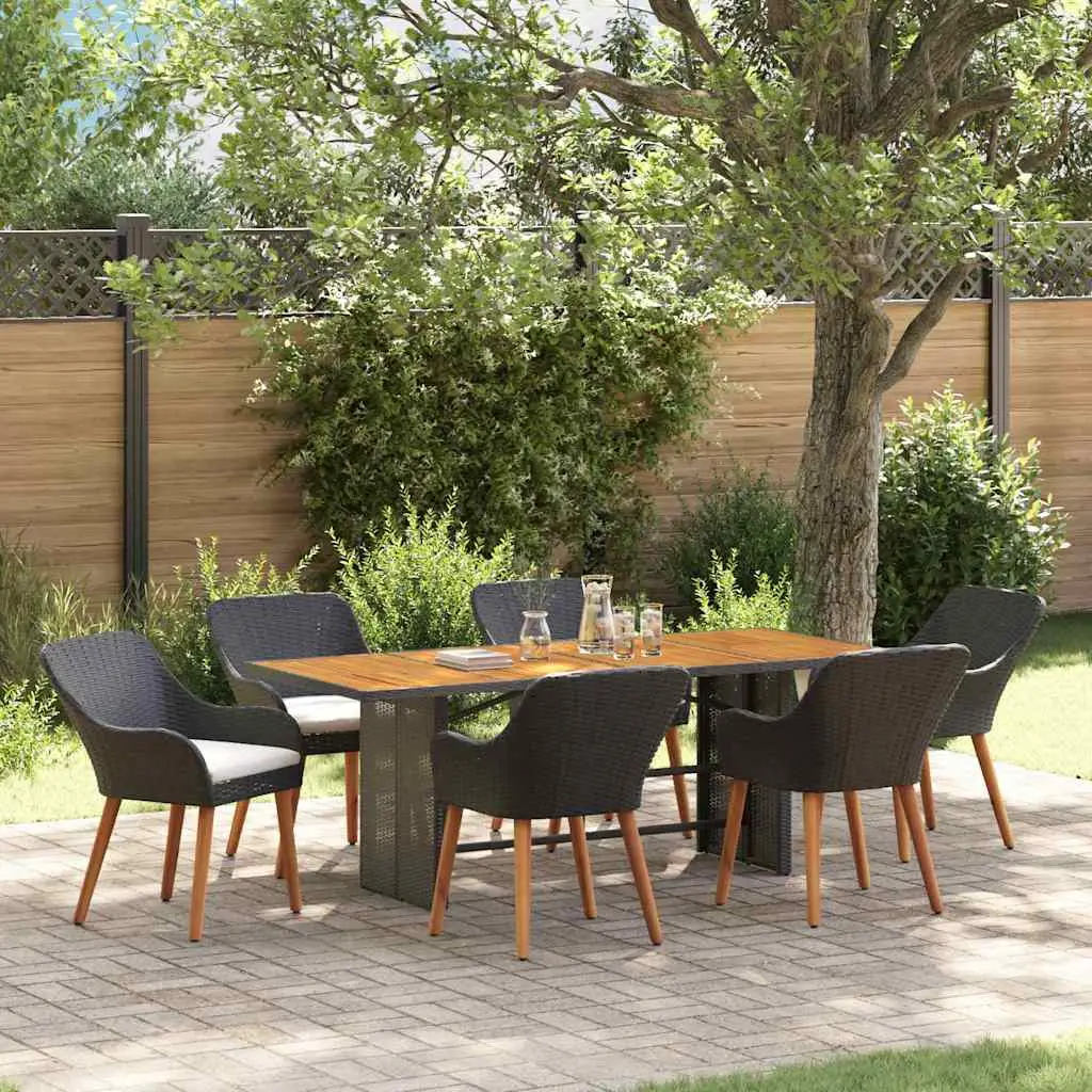 Ensemble de salle à manger pour jardin 7 pcs Noir polyrotin vidaXL 3261623