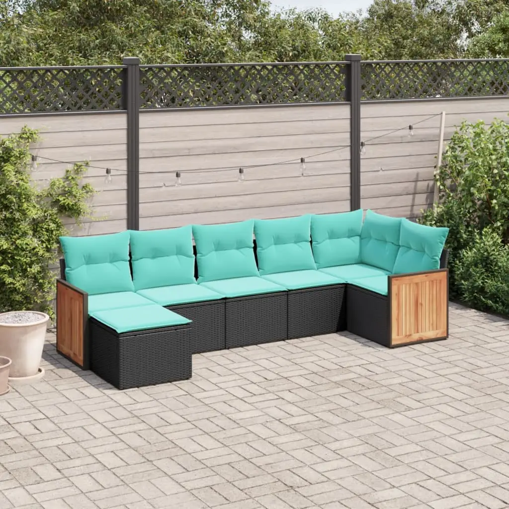 Ensemble Canapés de Jardin 7 Sièges en Résine Tressée Noire, Modulable pour Balcon et Terrasse – ComfortXL Outdoor Living