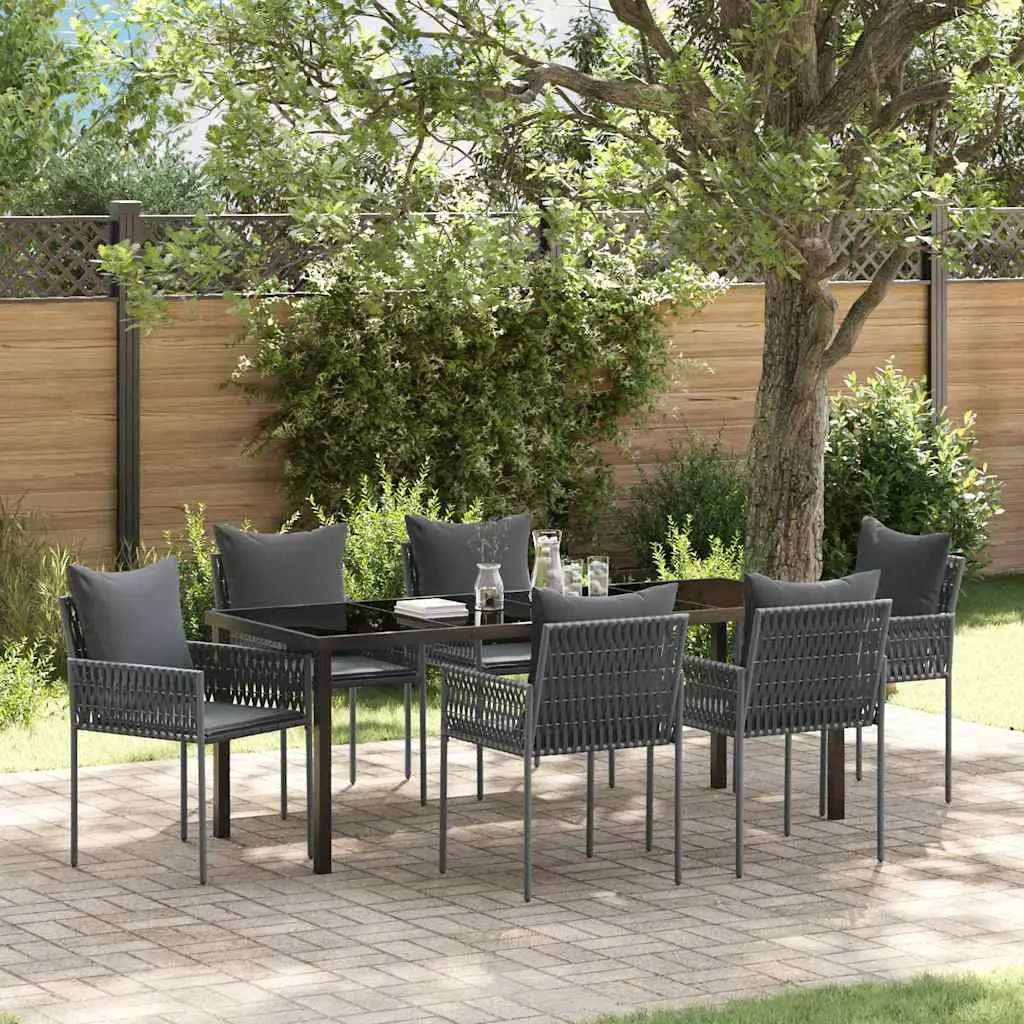 Ensemble de salle à manger pour jardin 7 pcs Noir et gris vidaXL 3379105