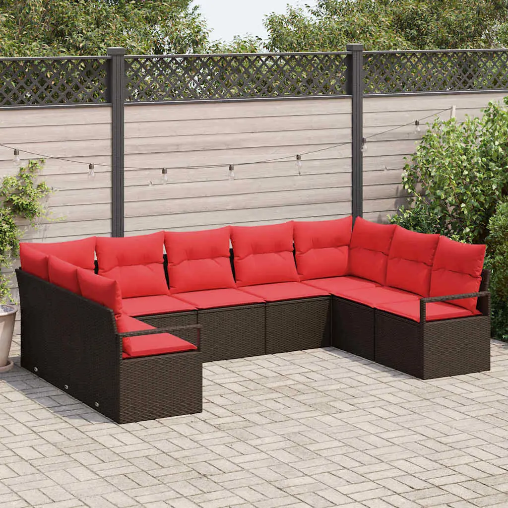 Ensemble de Canapés avec coussin 9 pcs Marron polyrotin vidaXL 3346544