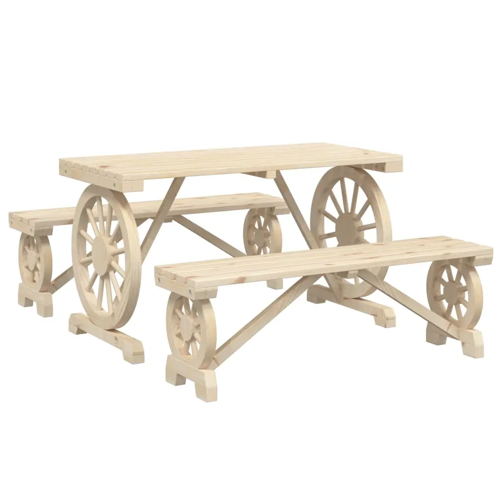 Ensemble de 3 pcs table de jardin avec chaises – mobilier de jardin bois de sapin massif-JU2684