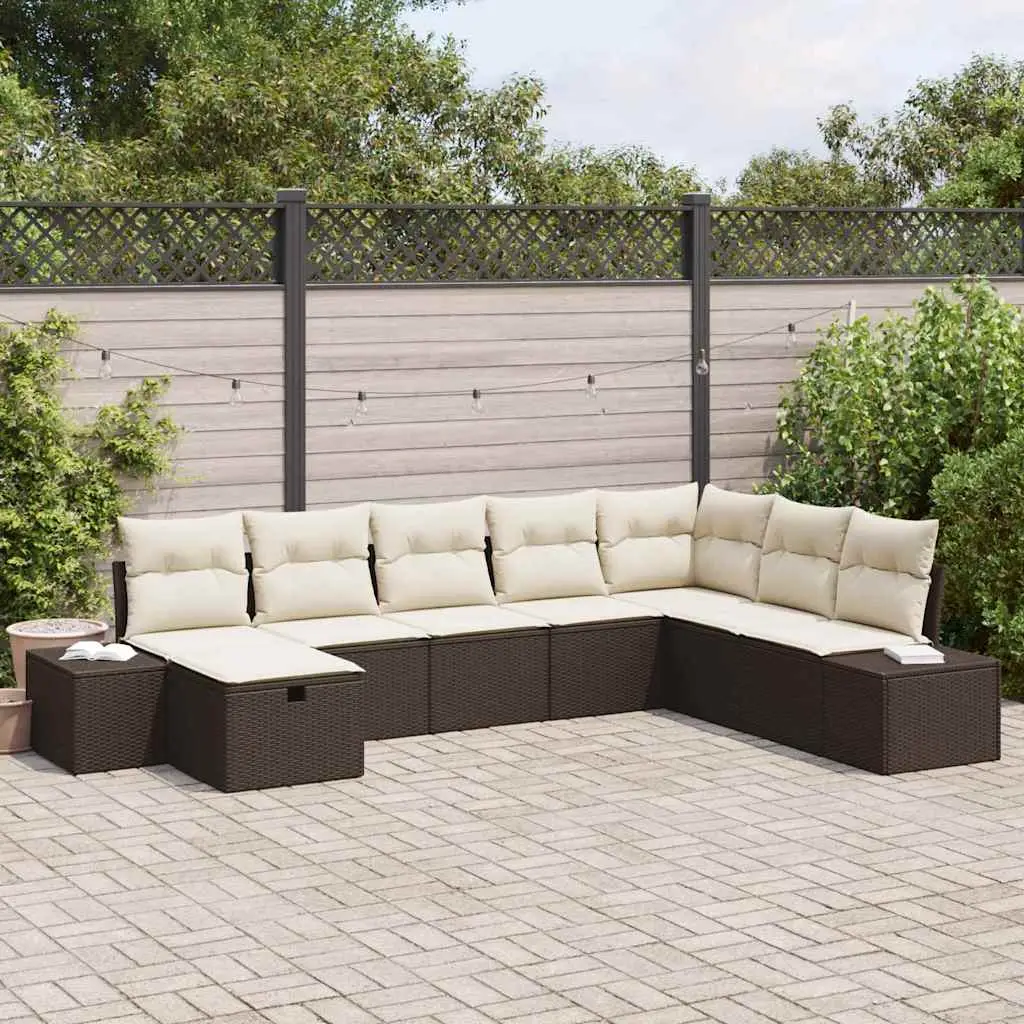 Ensemble Canapé Rangement 8 Pièces Polyrotin Marron Astucieux pour Terrasse Organisée – ComfortXL Outdoor Living