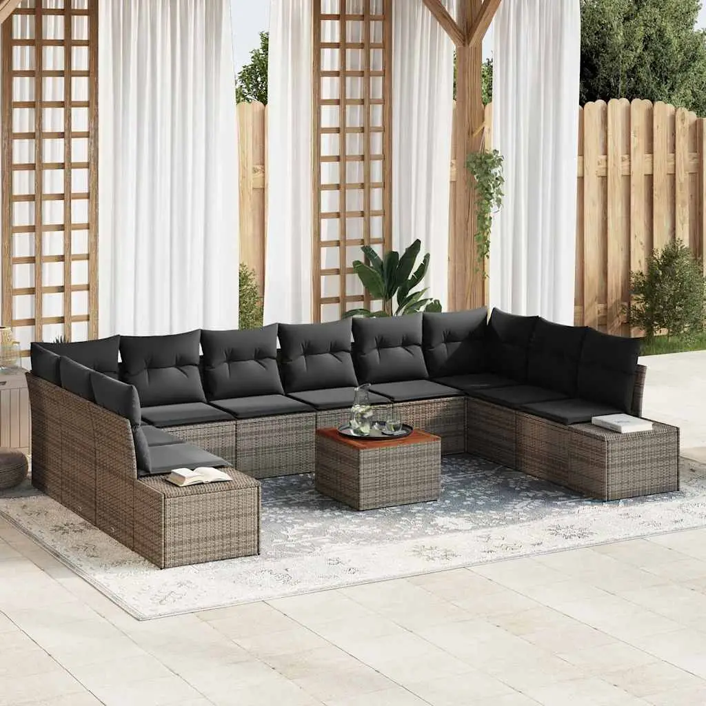 Ensemble de canapé de jardin avec stockage 11 pcs Gris vidaXL 3356676