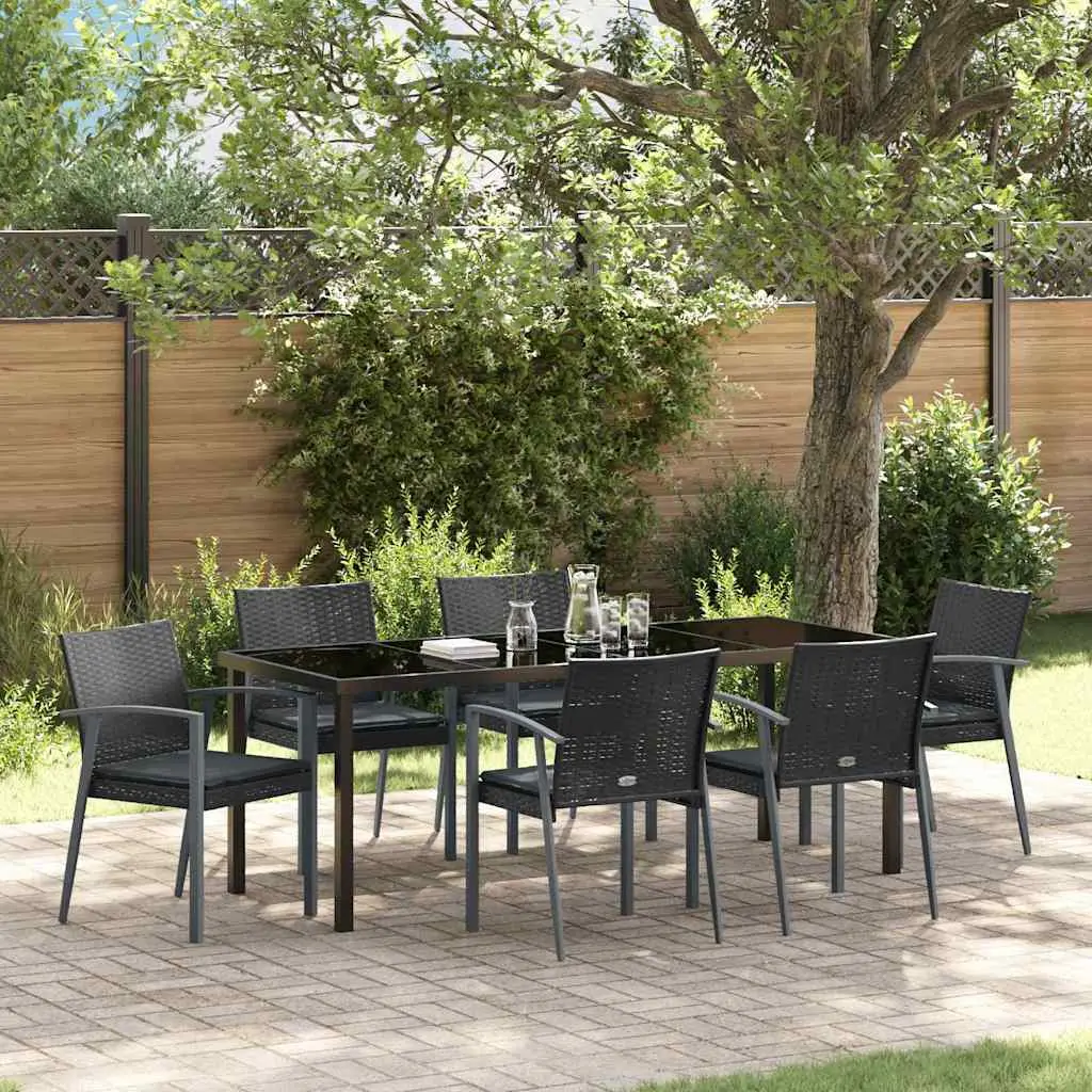 Ensemble de salle à manger pour jardin 7 pcs Noir et gris vidaXL 3379070