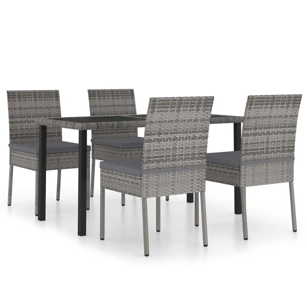 Ensemble de 5 pcs table de jardin avec chaises – mobilier de jardin Résine tressée Gris-JU2537