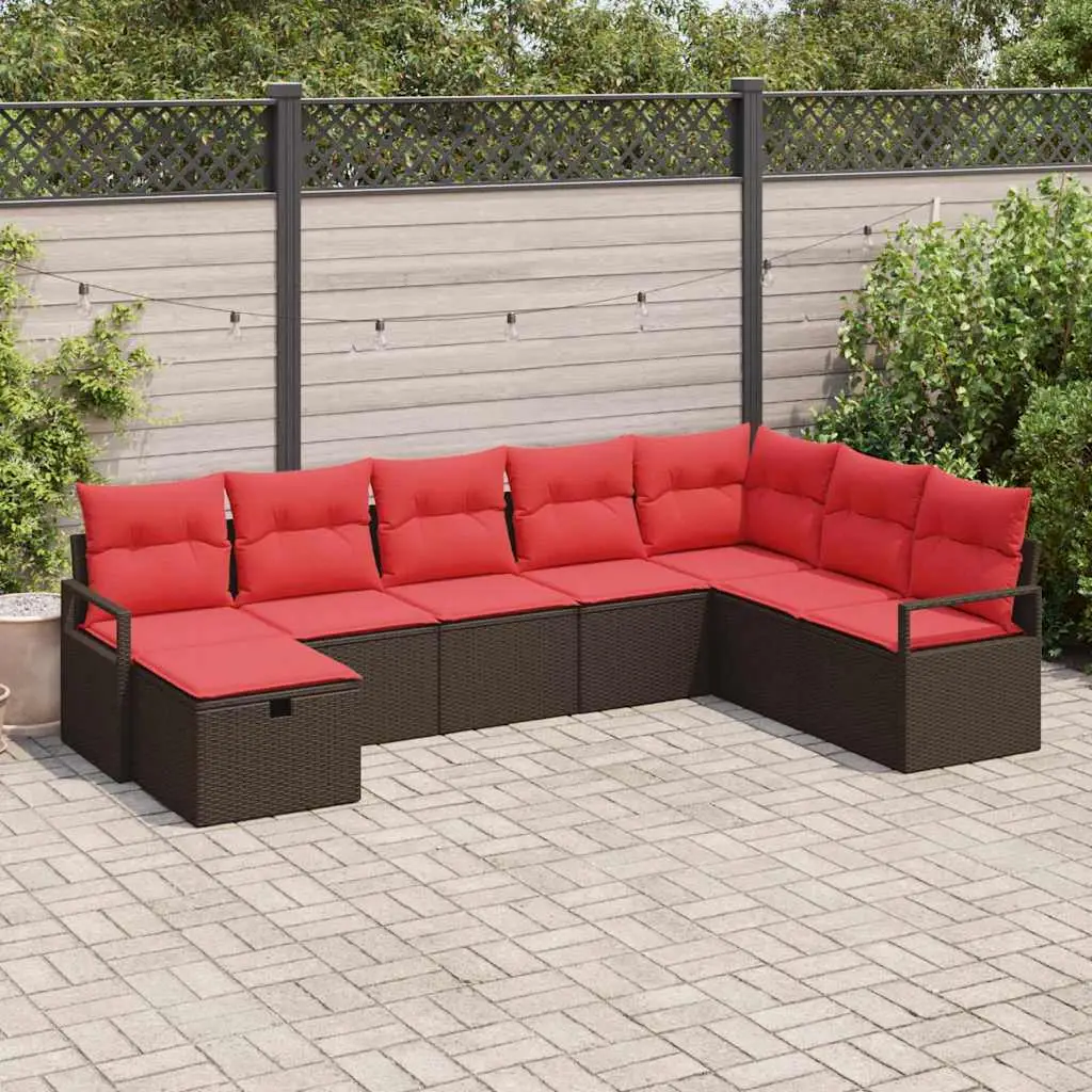 Ensemble de Canapés avec coussin 8 pcs Marron polyrotin vidaXL 3359233